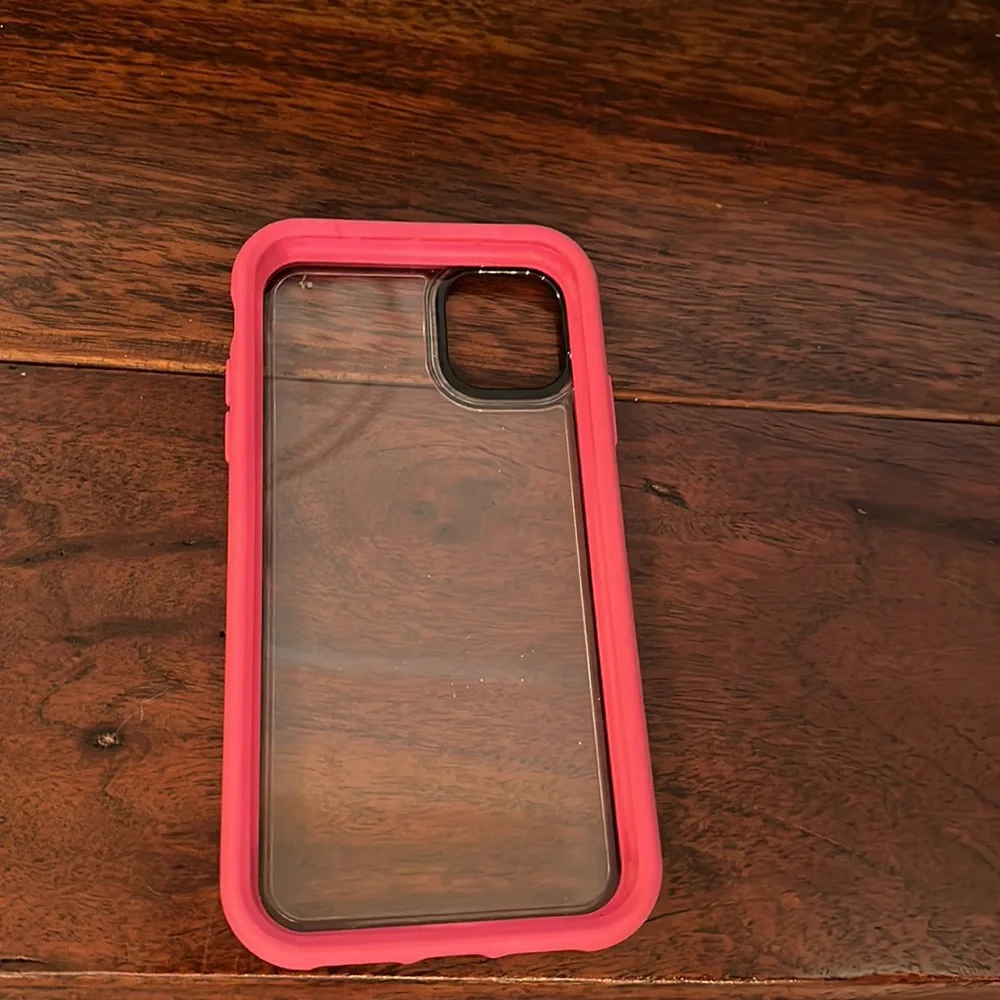 Otter box, clear back with bright pink sides, Gently used1 week, Excellent cond.